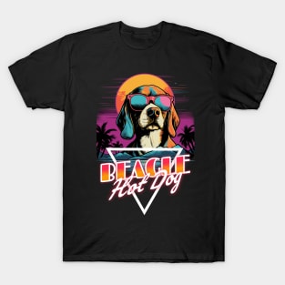 Retro Wave Beagle Hot Dog Shirt T-Shirt